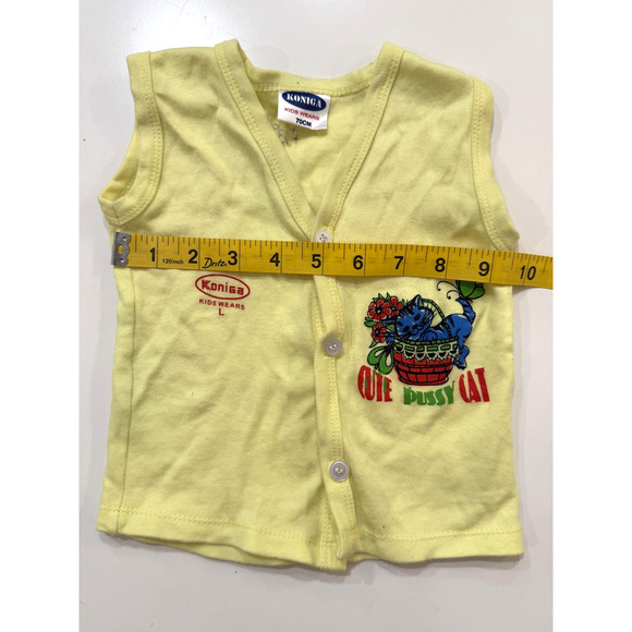 Koniga Kids Wears Vest 70CM 6-9 Mos Yellow Cute Cat Print VINTAGE Baby - Picture 4 of 5